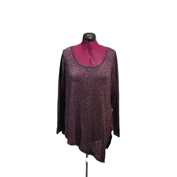 Lane Bryant Women's Dark Sparkle Stretch Purple Sweater Long Sleeves Plus 18/20 - Picture 1 of 8